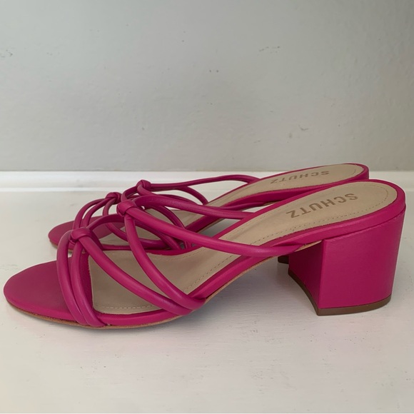 SCHUTZ Princey Leather Sandal Size 8 Hot Pink - Picture 8 of 12